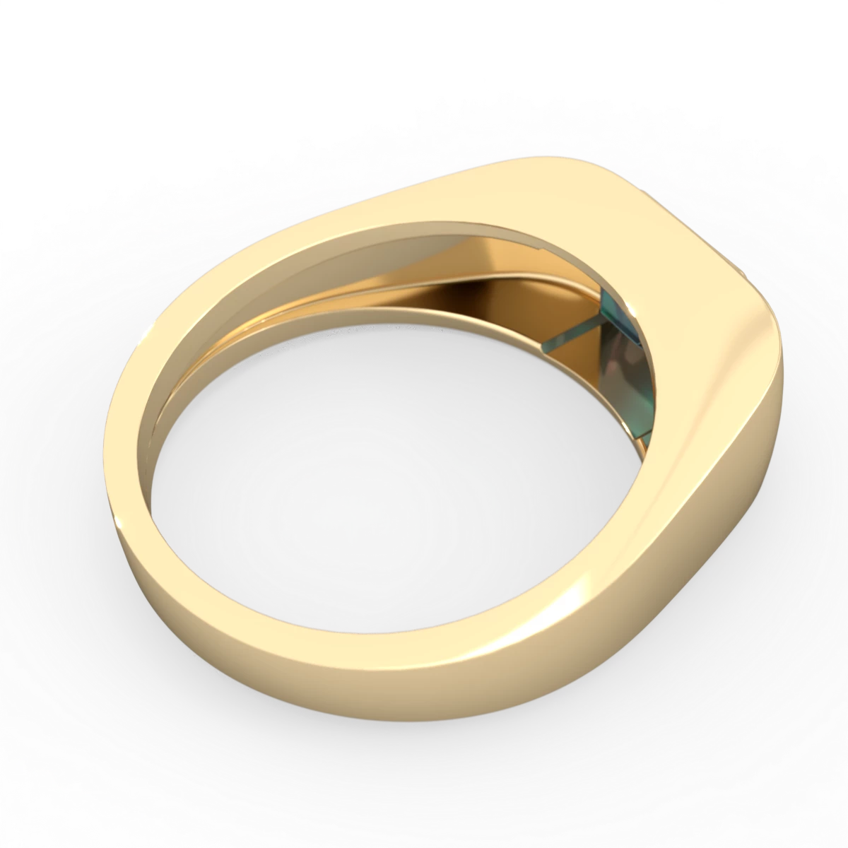 Alexandrite Men's Emerald-Cut Bezel 14K Yellow Gold ring R0410