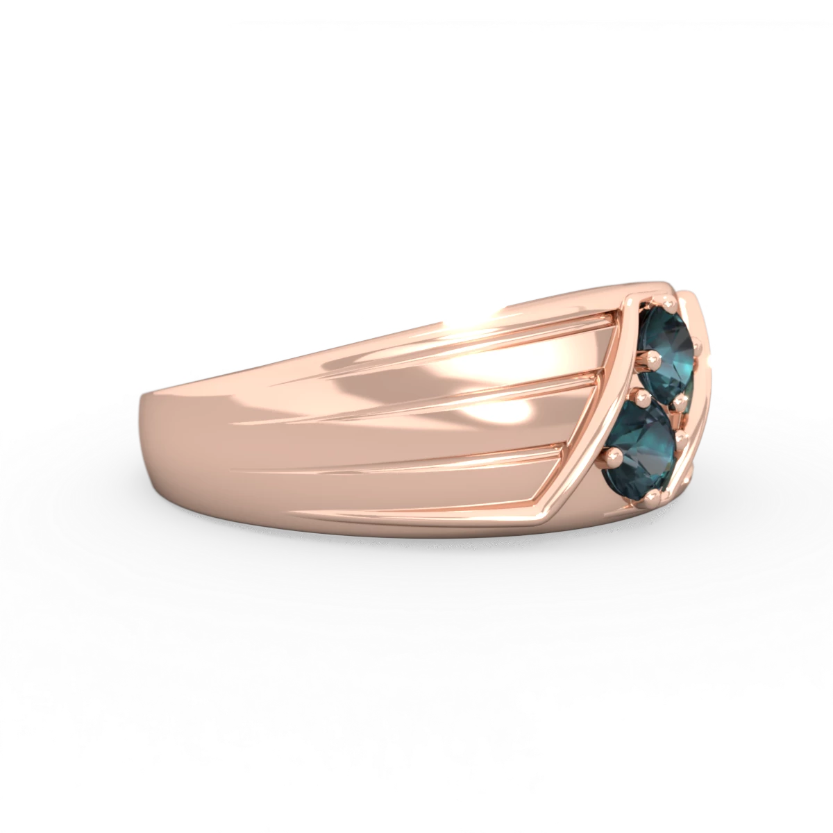 Alexandrite Men's Streamline 14K Rose Gold ring R0460