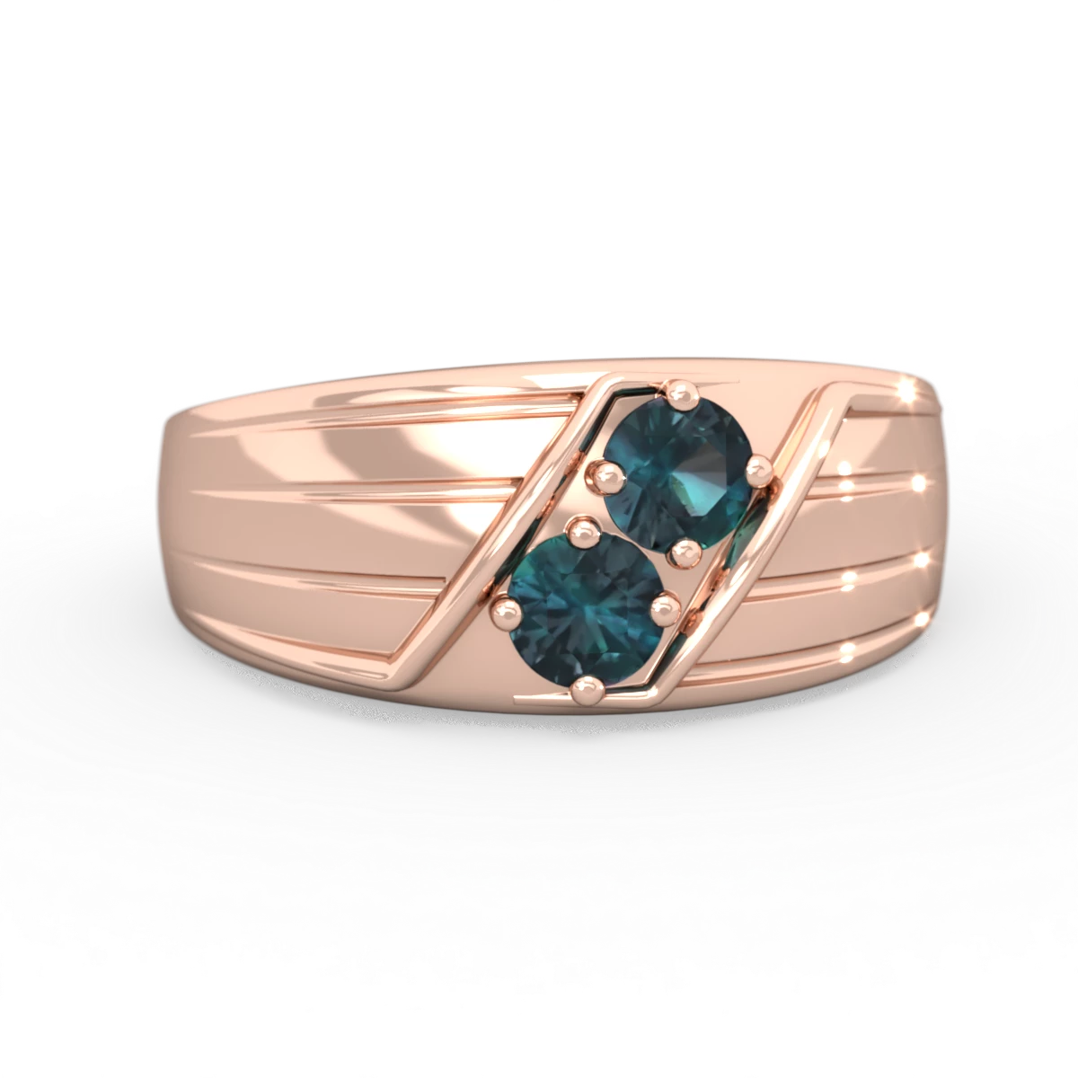 Alexandrite Men's Streamline 14K Rose Gold ring R0460