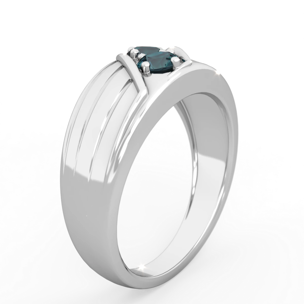 Alexandrite Men's Streamline 14K White Gold ring R0460