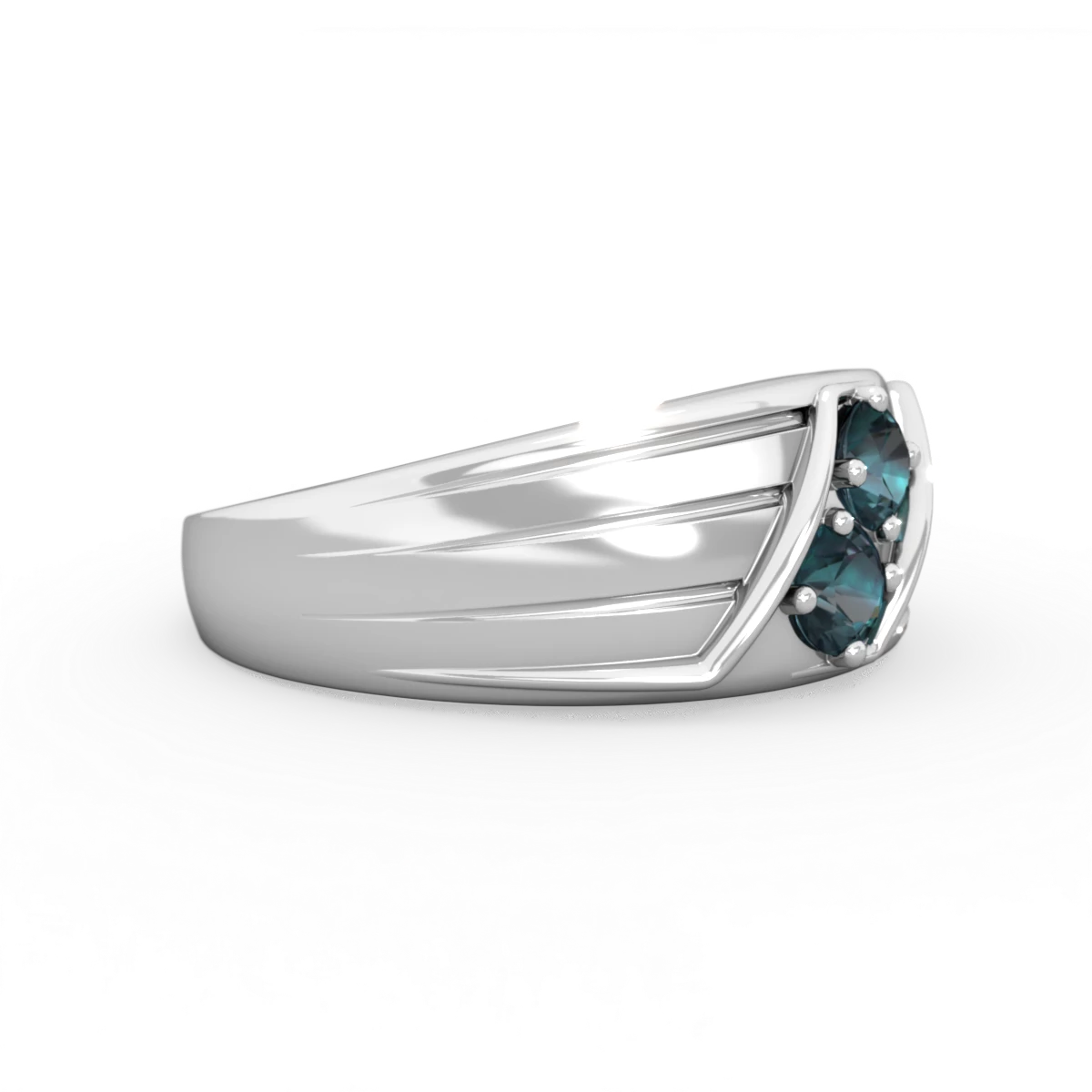 Alexandrite Men's Streamline 14K White Gold ring R0460