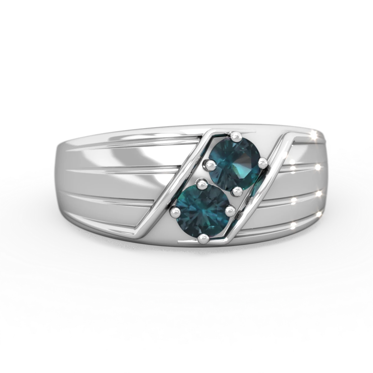 Alexandrite Men's Streamline 14K White Gold ring R0460