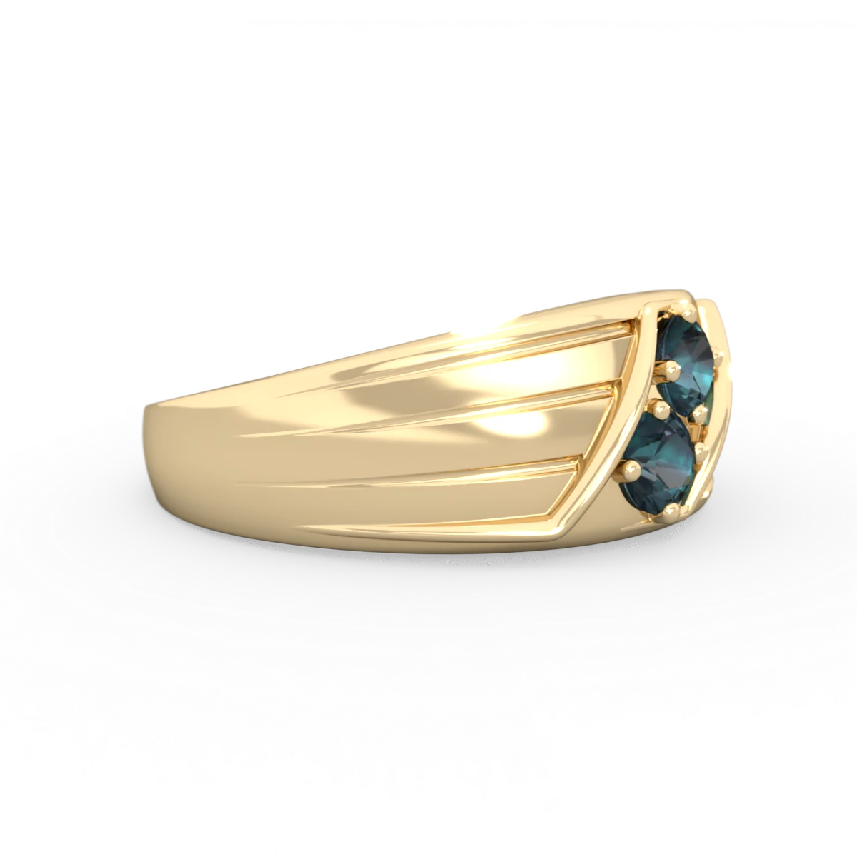 Alexandrite Men's Streamline 14K Yellow Gold ring R0460