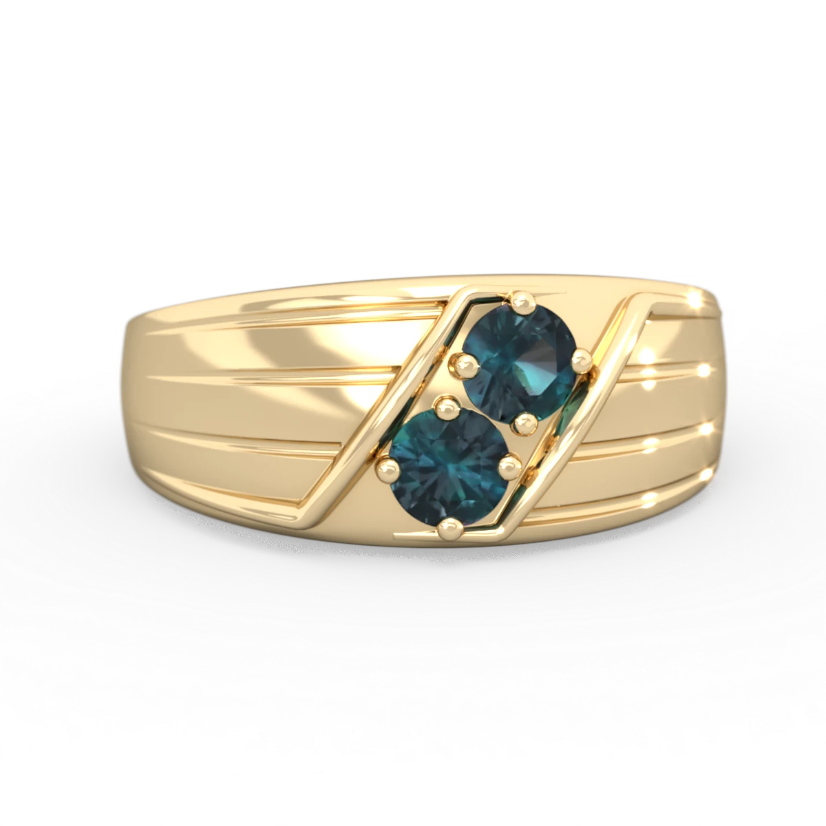 Alexandrite Men's Streamline 14K Yellow Gold ring R0460