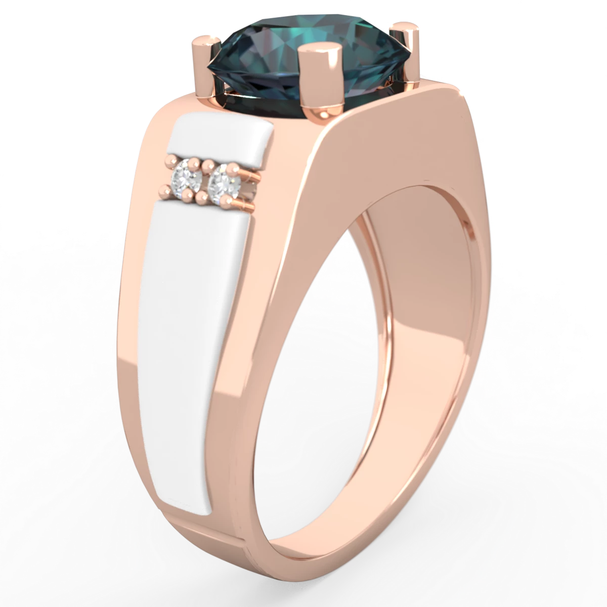 Alexandrite Men's 9Mm Round 14K Rose Gold ring R1822