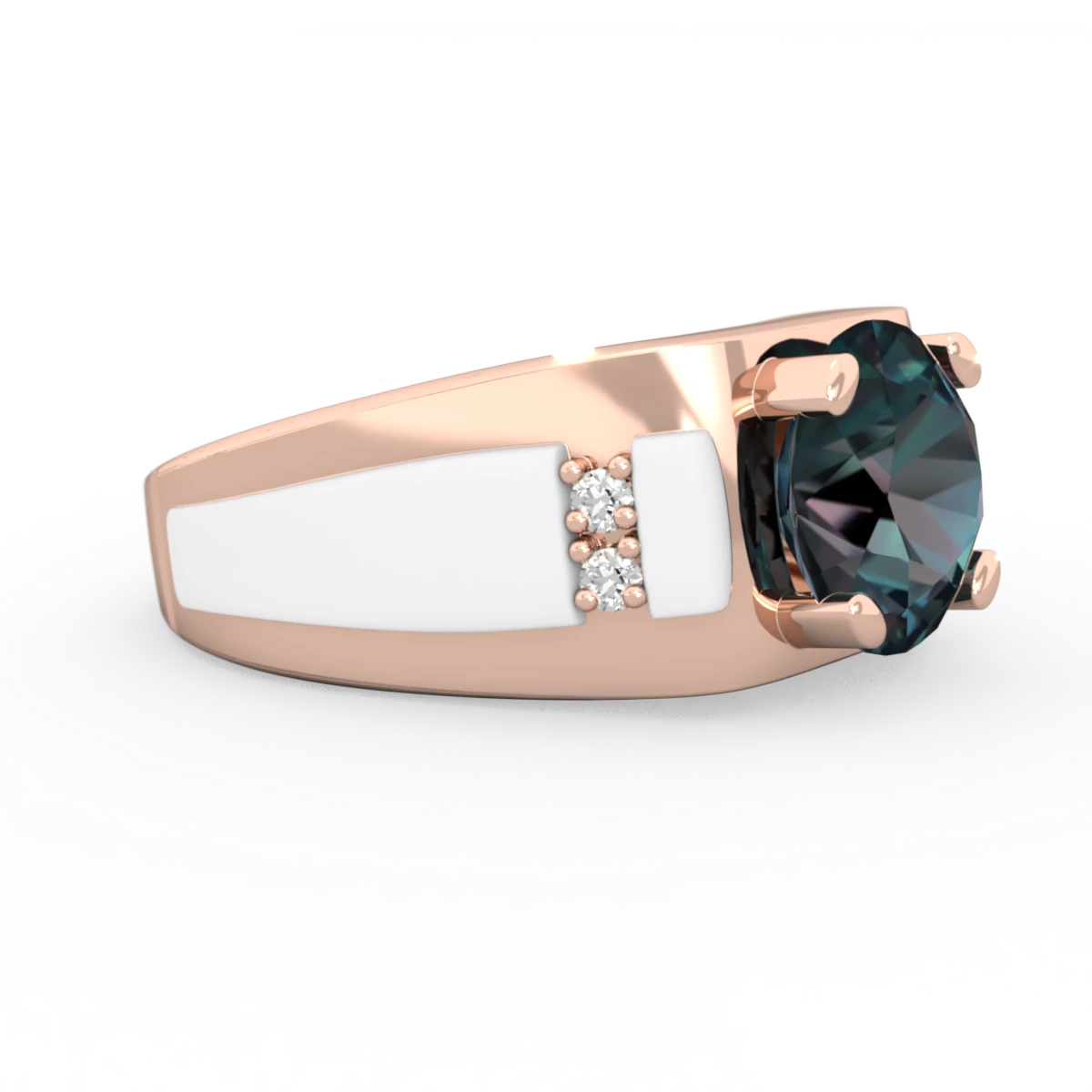 Alexandrite Men's 9Mm Round 14K Rose Gold ring R1822