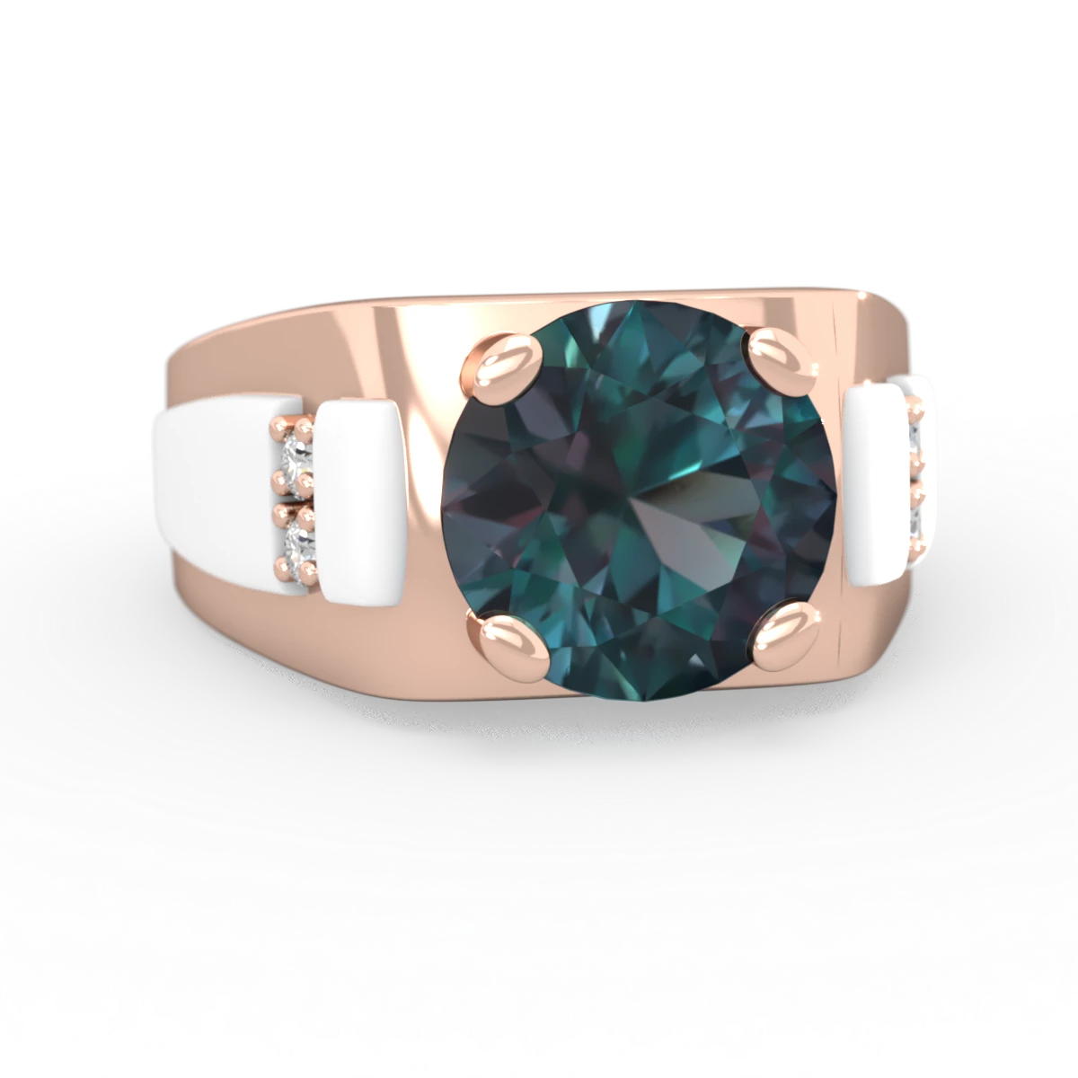 Alexandrite Men's 9Mm Round 14K Rose Gold ring R1822