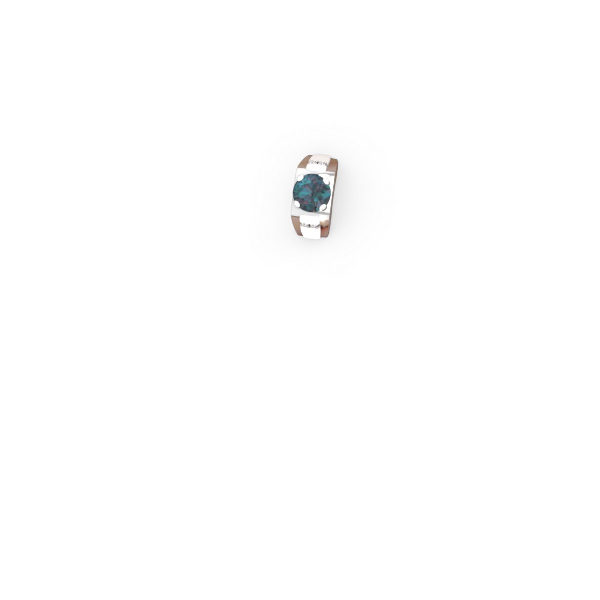 Alexandrite Men's 9Mm Round 14K White Gold ring R1822