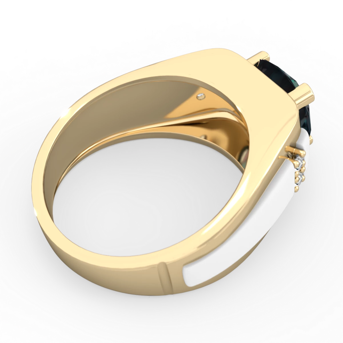 Alexandrite Men's 9Mm Round 14K Yellow Gold ring R1822