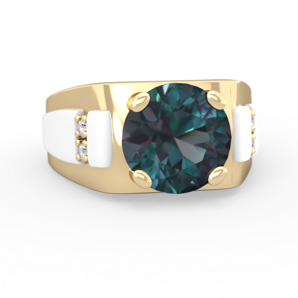 Alexandrite Men's 9Mm Round 14K Yellow Gold ring R1822
