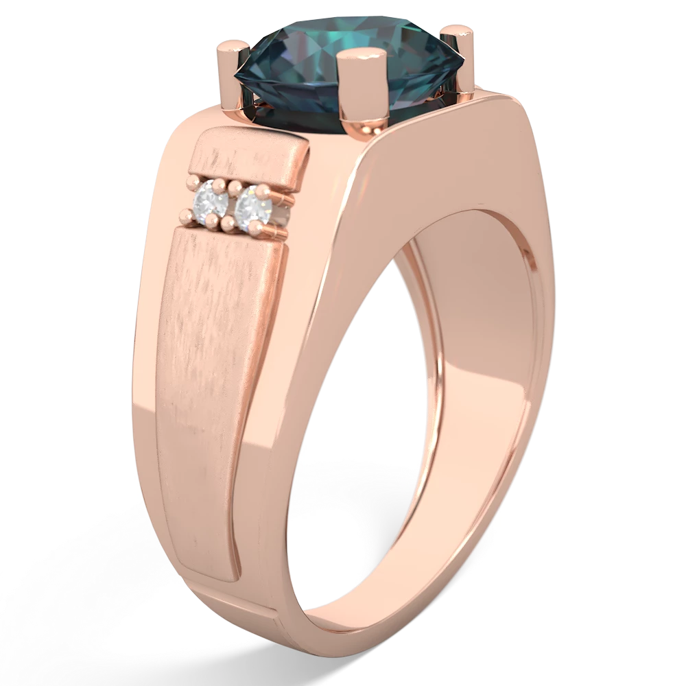 Alexandrite Men's 9Mm Round 14K Rose Gold ring R1822