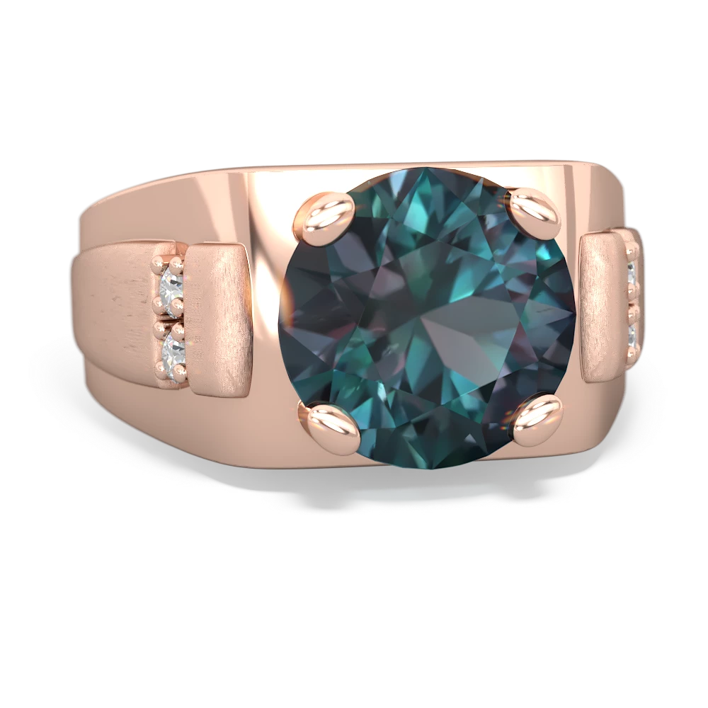 Alexandrite Men's 9Mm Round 14K Rose Gold ring R1822