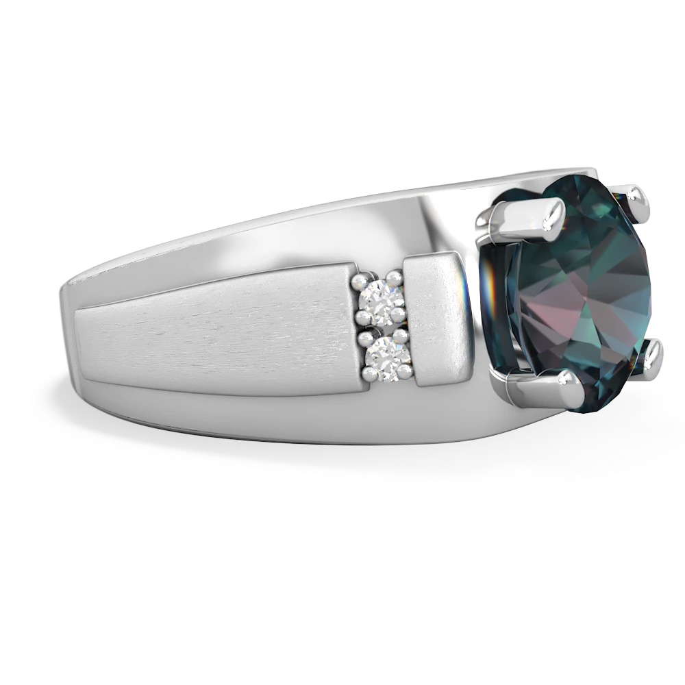 Alexandrite Men's 9Mm Round 14K White Gold ring R1822