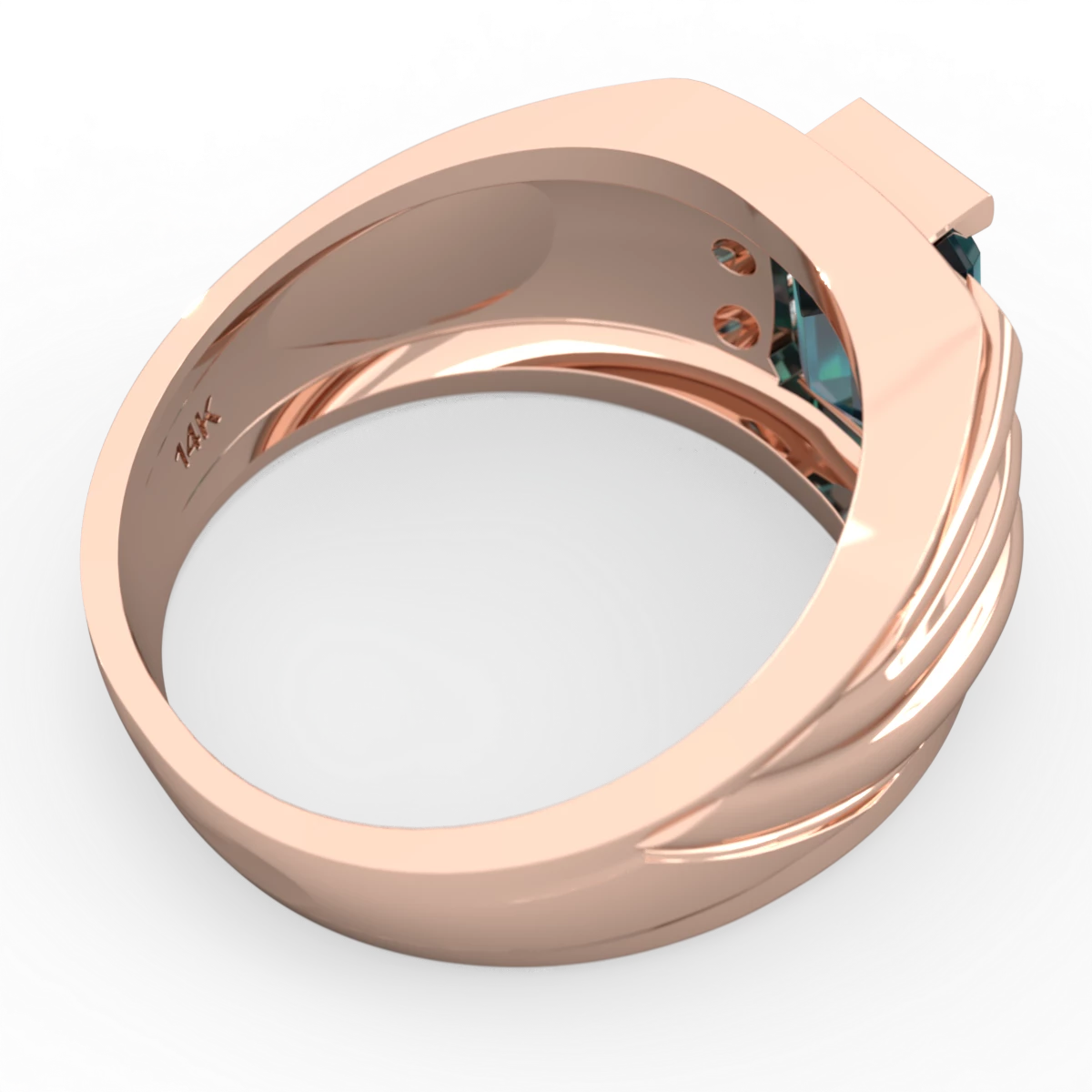 Alexandrite Men's 9X7mm Emerald-Cut 14K Rose Gold ring R1835