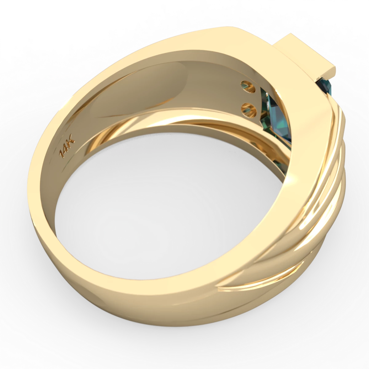 Alexandrite Men's 9X7mm Emerald-Cut 14K Yellow Gold ring R1835