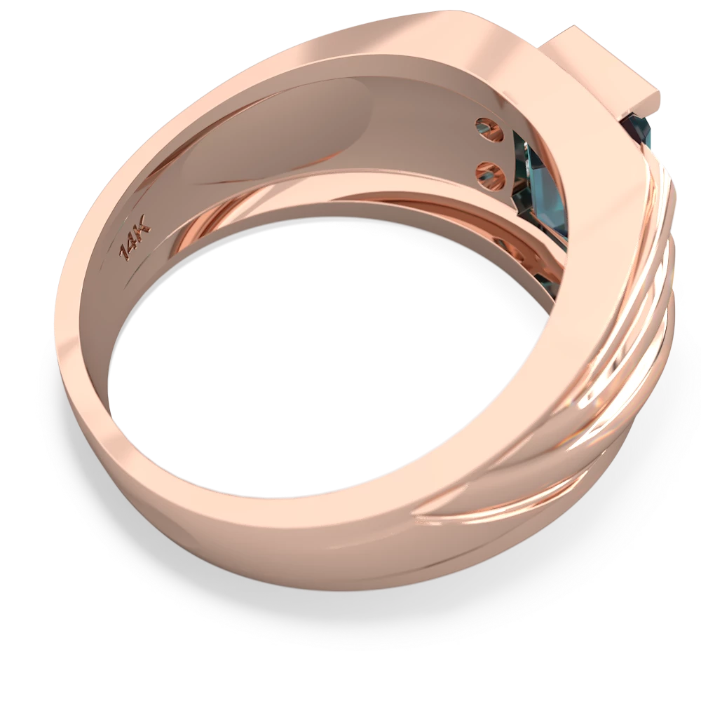 Alexandrite Men's 9X7mm Emerald-Cut 14K Rose Gold ring R1835
