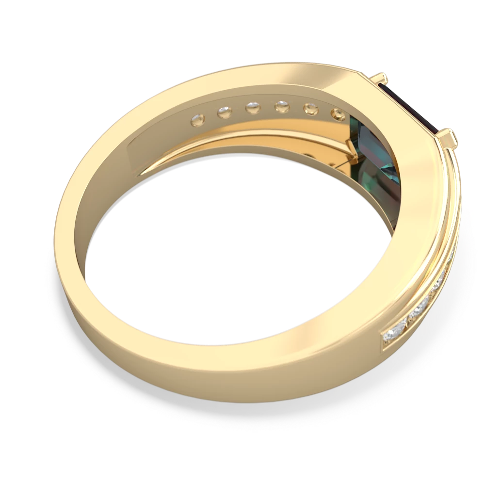 Lab Alexandrite Men's Channel 14K Yellow Gold ring R0500 - front view