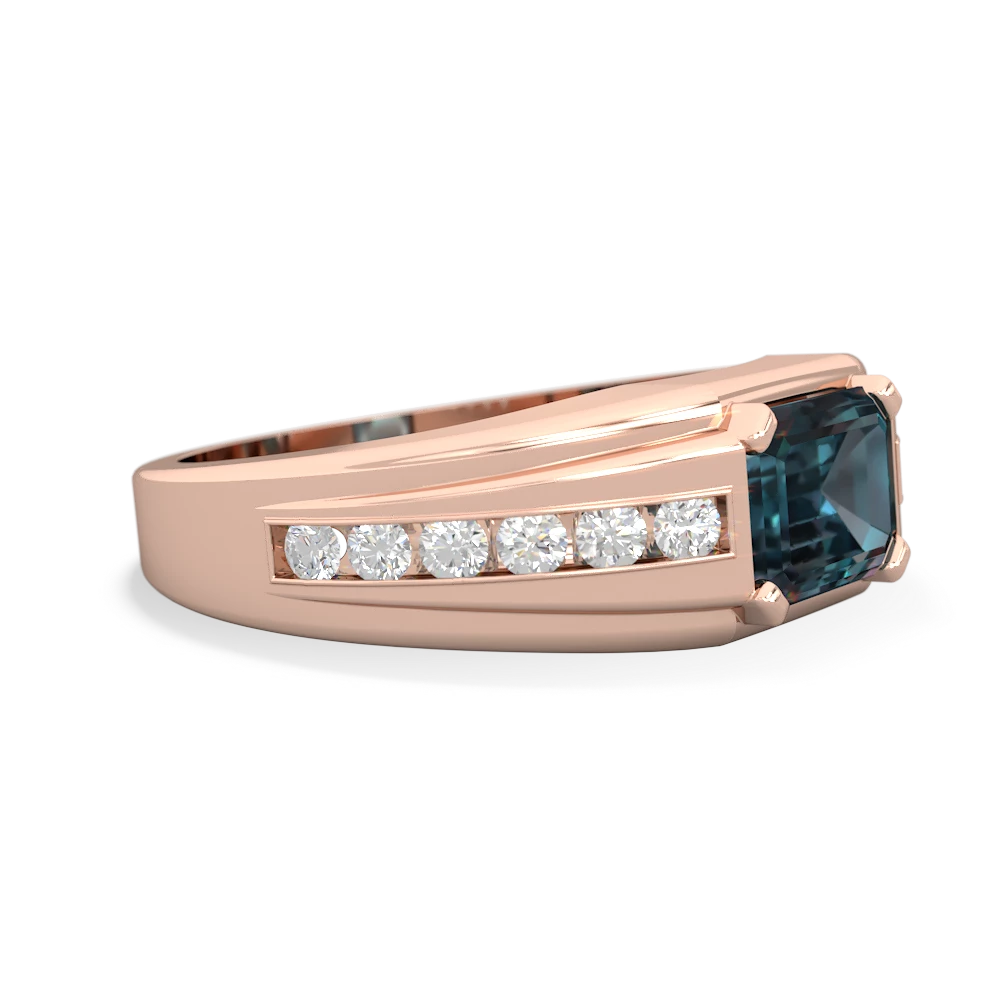 Alexandrite Men's Diamond Channel 14K Rose Gold ring R0500