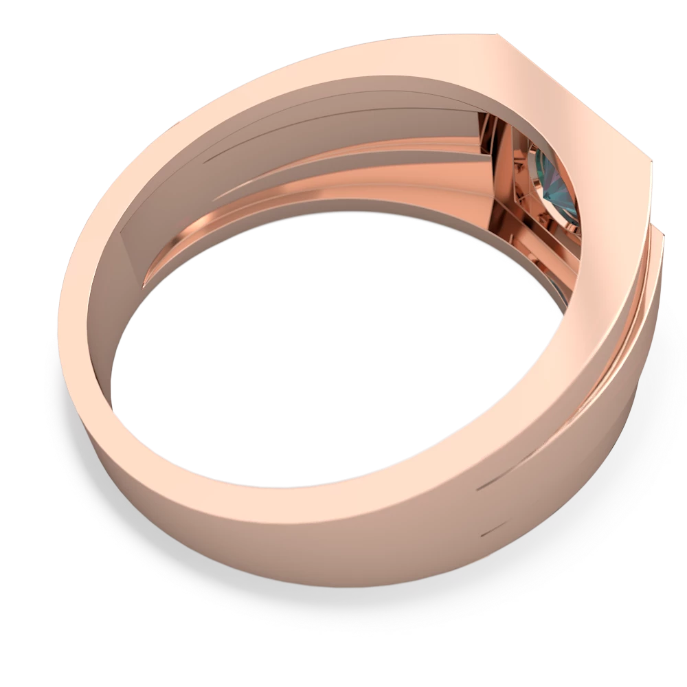 Lab Alexandrite Men's 14K Rose Gold ring R0480 - front view