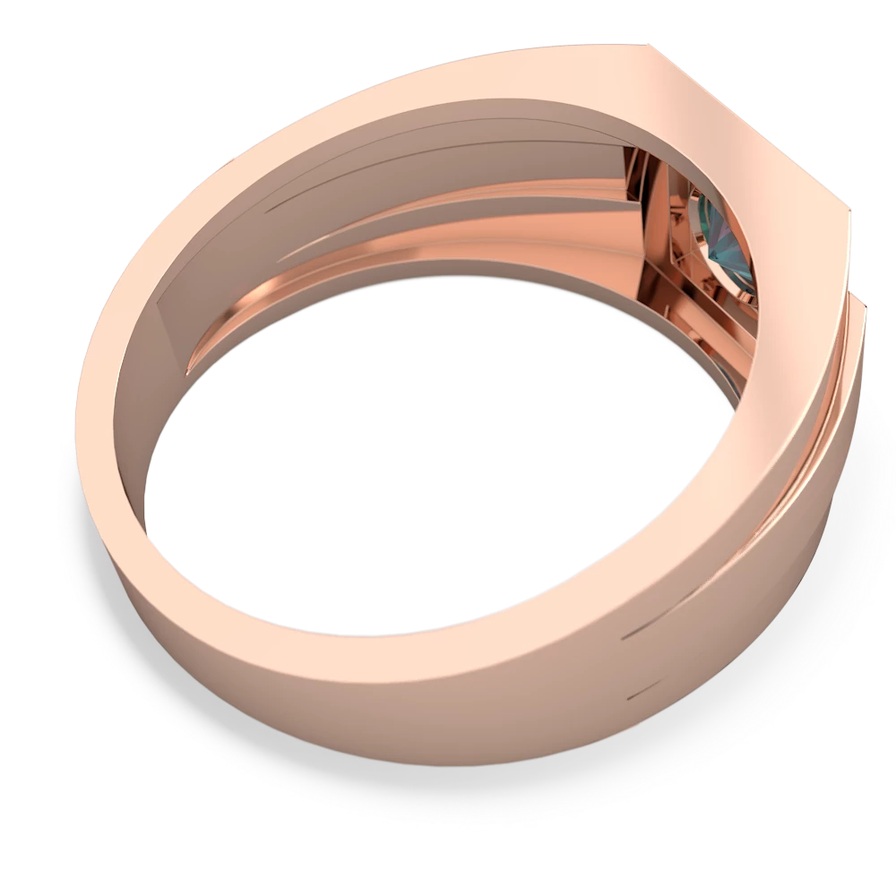 Alexandrite Men's Squared Circle 14K Rose Gold ring R0480