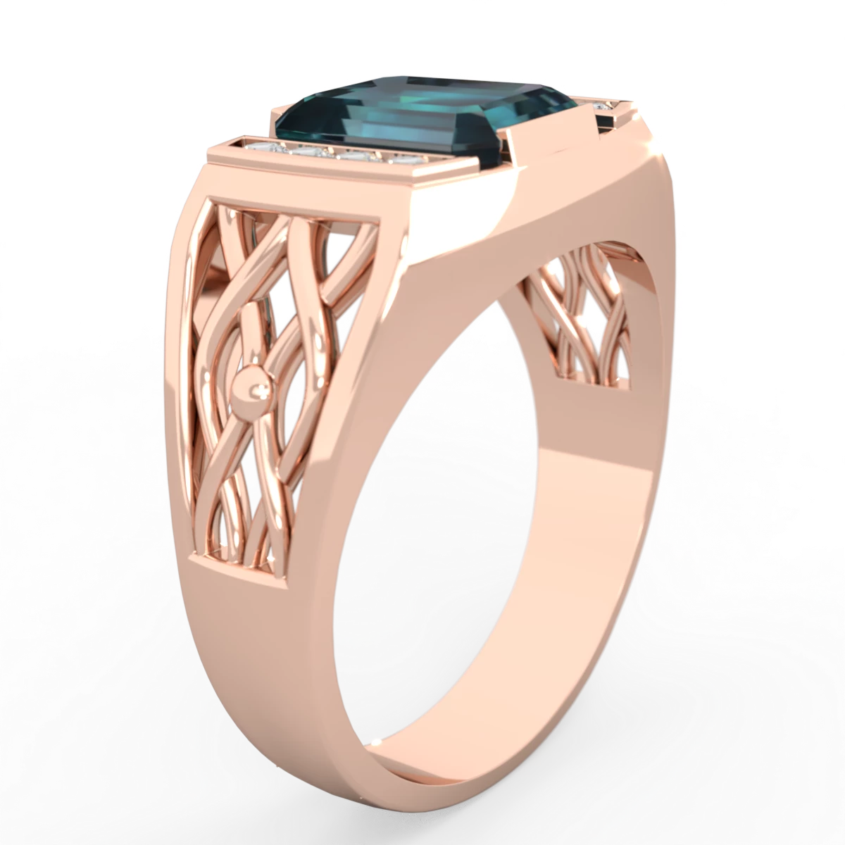 Alexandrite Men's Vine 14K Rose Gold ring R0490