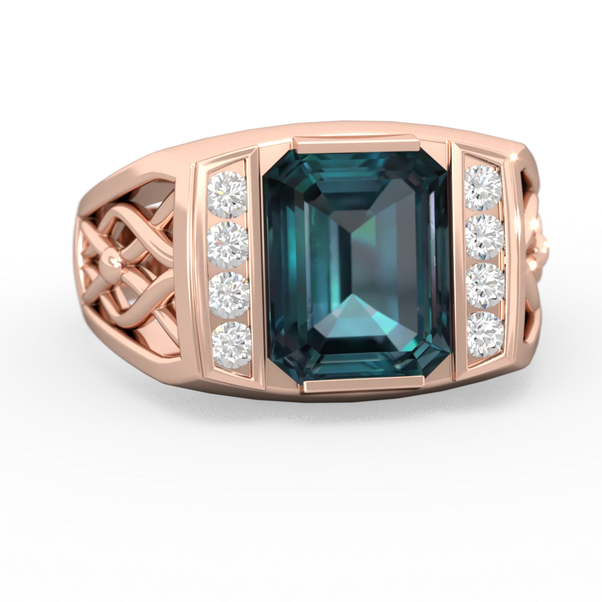 Alexandrite Men's Vine 14K Rose Gold ring R0490