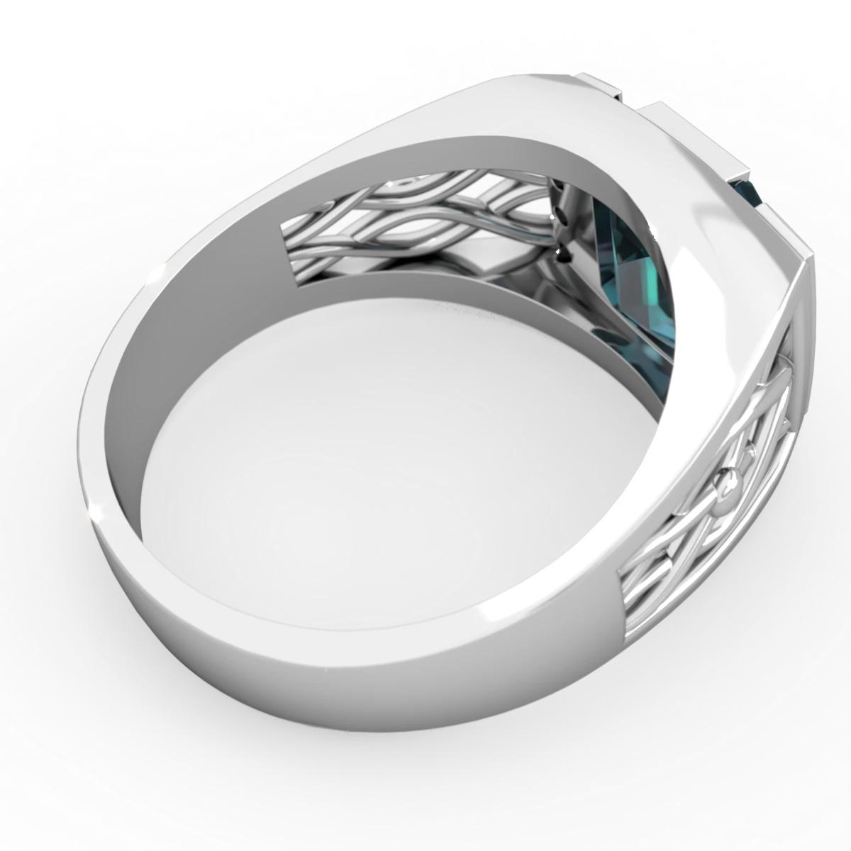 Alexandrite Men's Vine 14K White Gold ring R0490