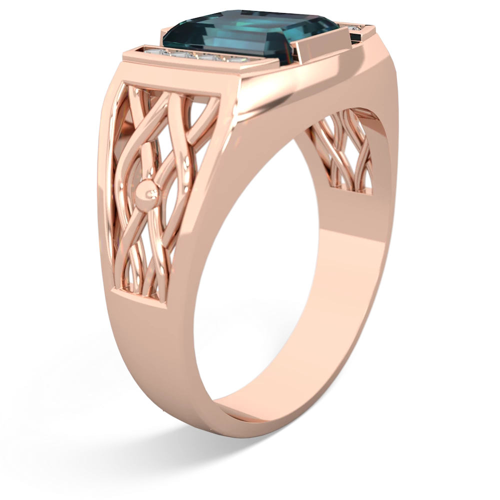 Alexandrite Men's Vine 14K Rose Gold ring R0490