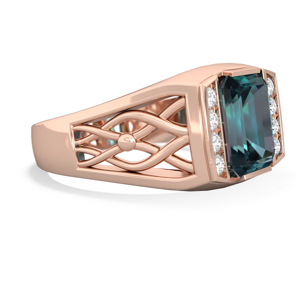 Alexandrite Men's Vine 14K Rose Gold ring R0490