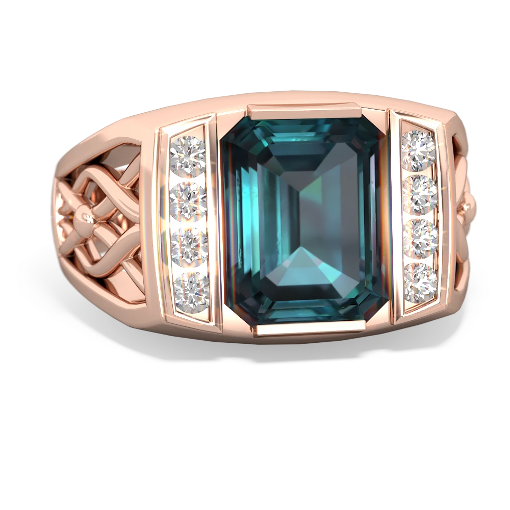 Alexandrite Men's Vine 14K Rose Gold ring R0490