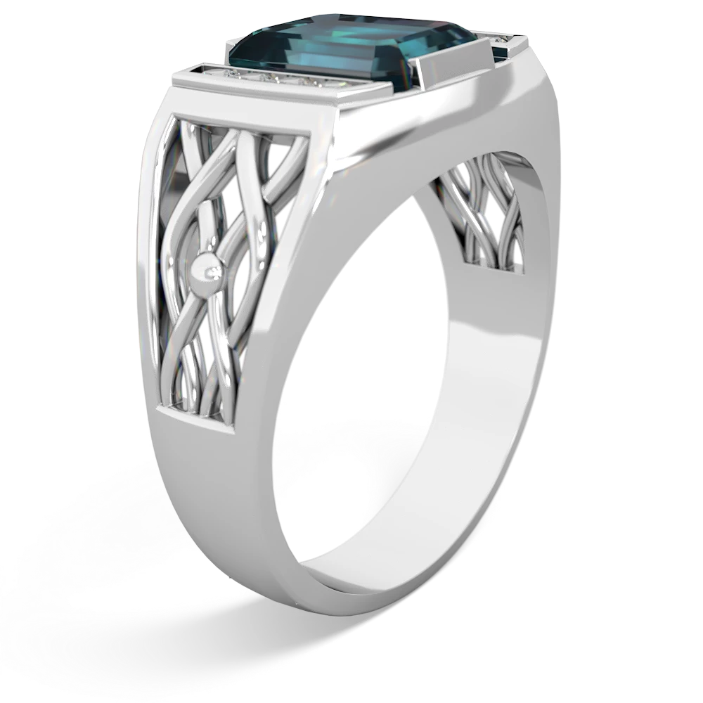 Alexandrite Men's Vine 14K White Gold ring R0490