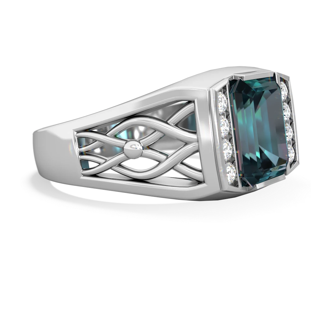 Alexandrite Men's Vine 14K White Gold ring R0490