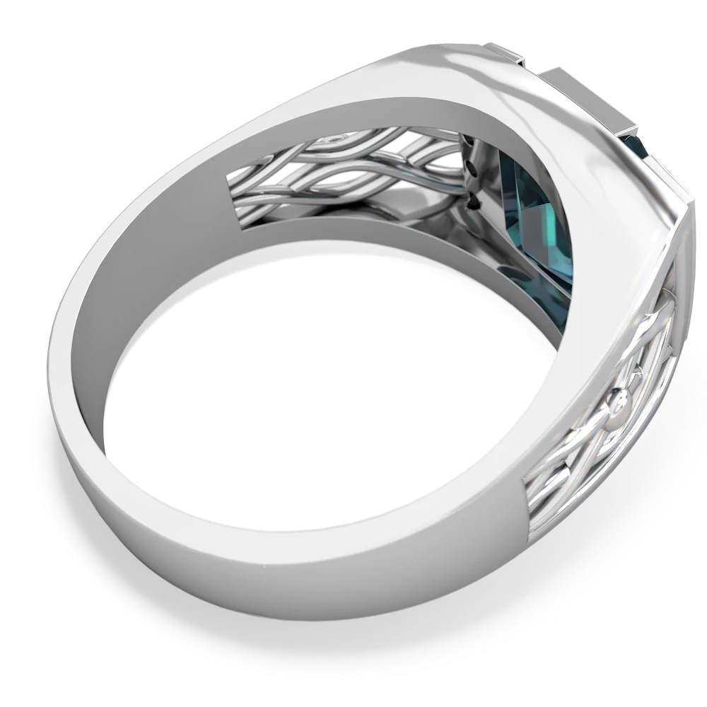 Alexandrite Men's Vine 14K White Gold ring R0490