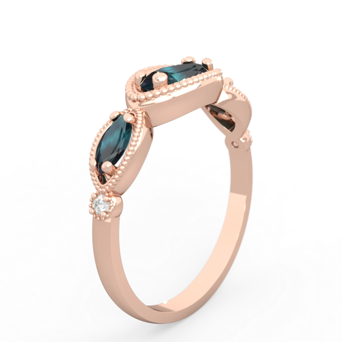 Alexandrite Milgrain Marquise 14K Rose Gold ring R5700