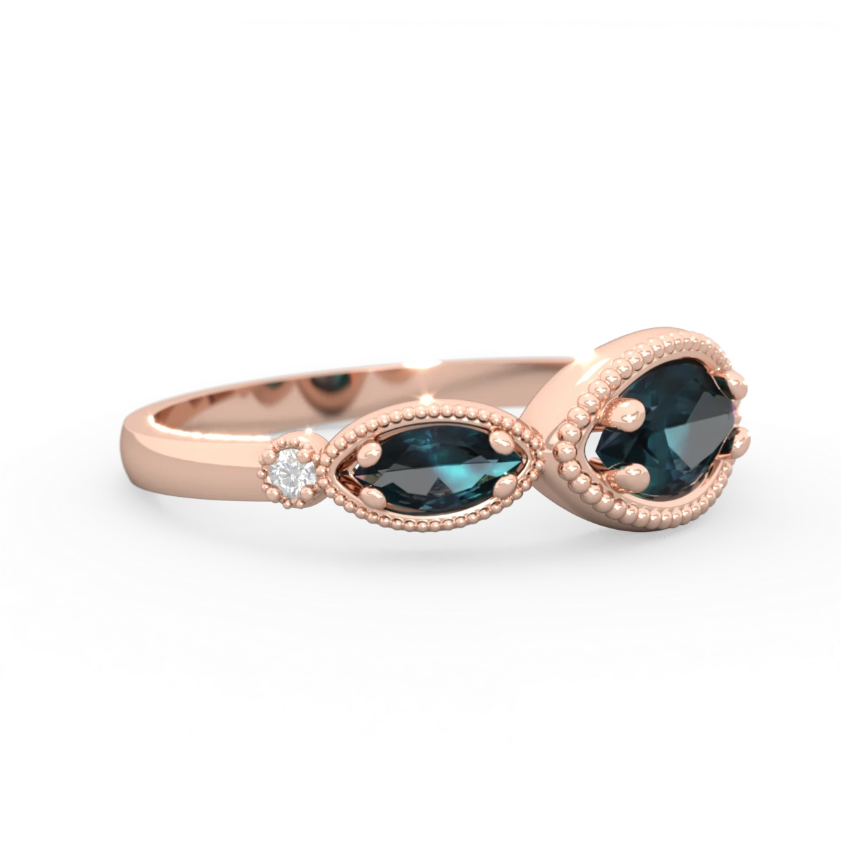 Alexandrite Milgrain Marquise 14K Rose Gold ring R5700