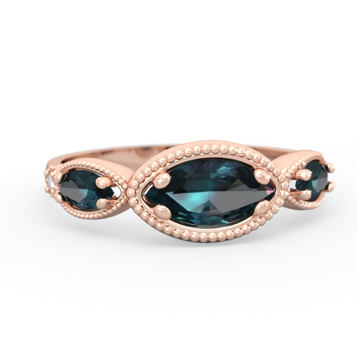 Alexandrite Milgrain Marquise 14K Rose Gold ring R5700