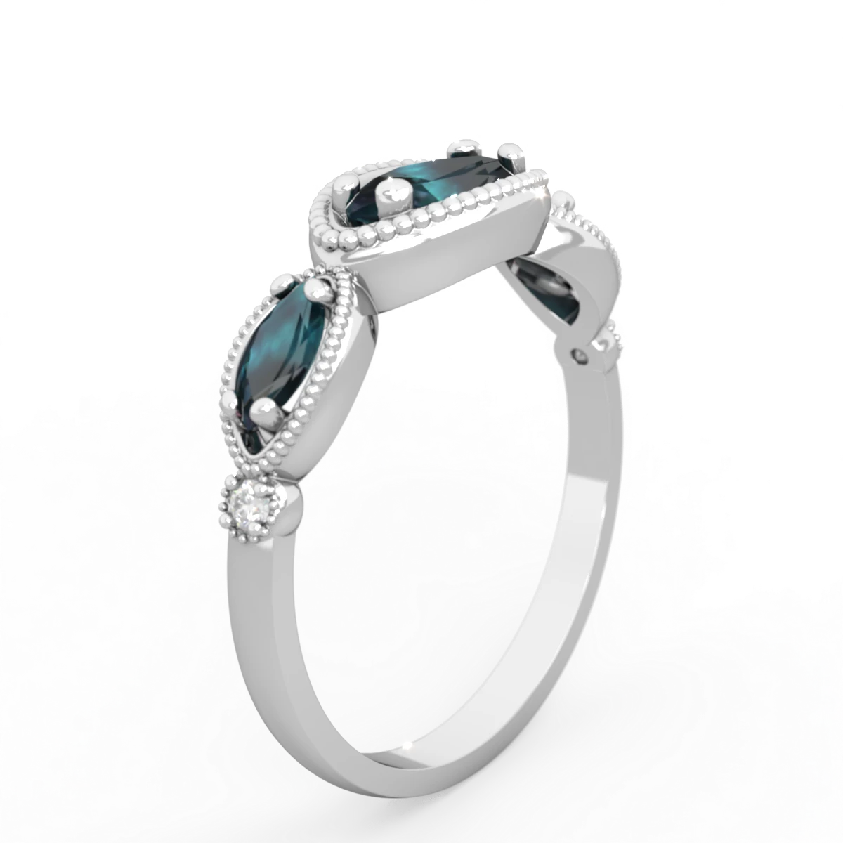 Alexandrite Milgrain Marquise 14K White Gold ring R5700