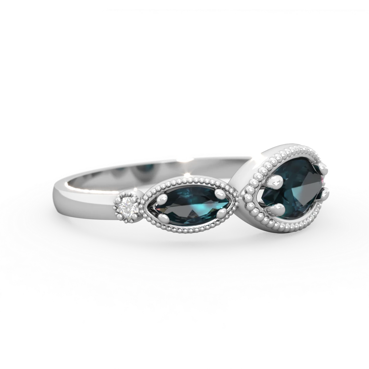Alexandrite Milgrain Marquise 14K White Gold ring R5700