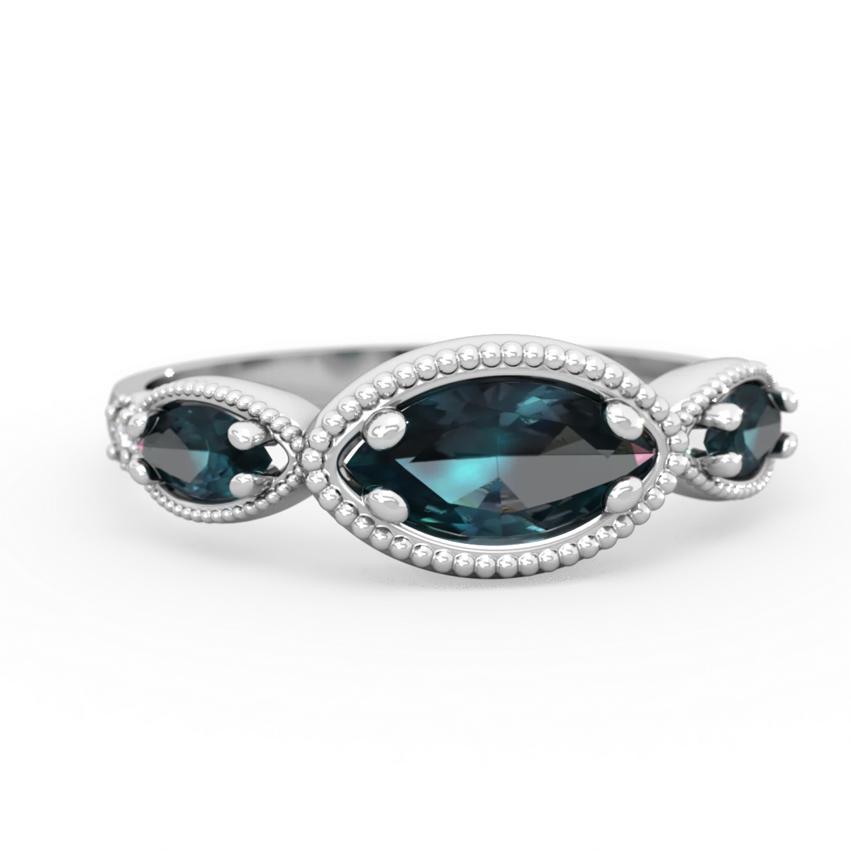 Alexandrite Milgrain Marquise 14K White Gold ring R5700