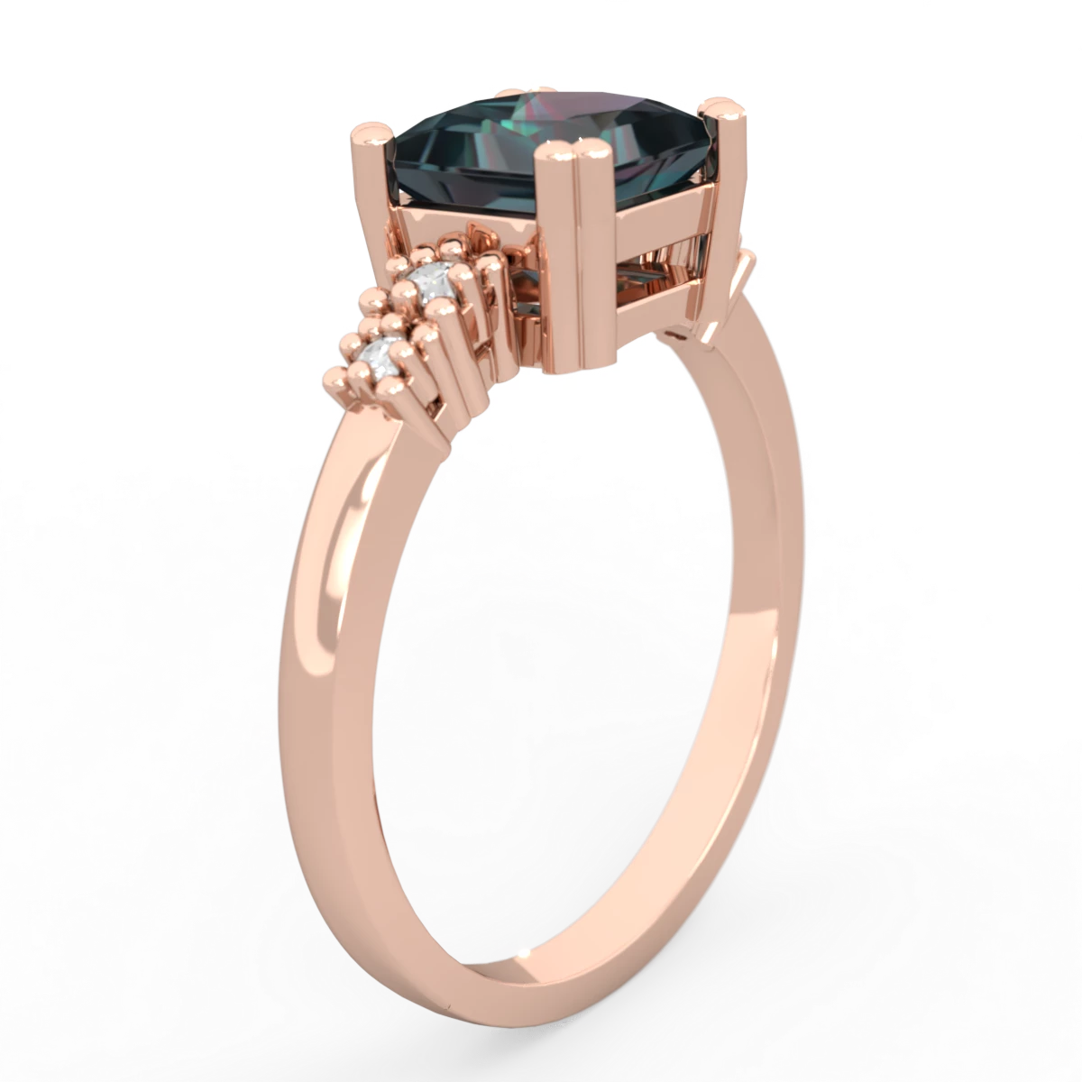 Alexandrite Art Deco Princess 14K Rose Gold ring R2014