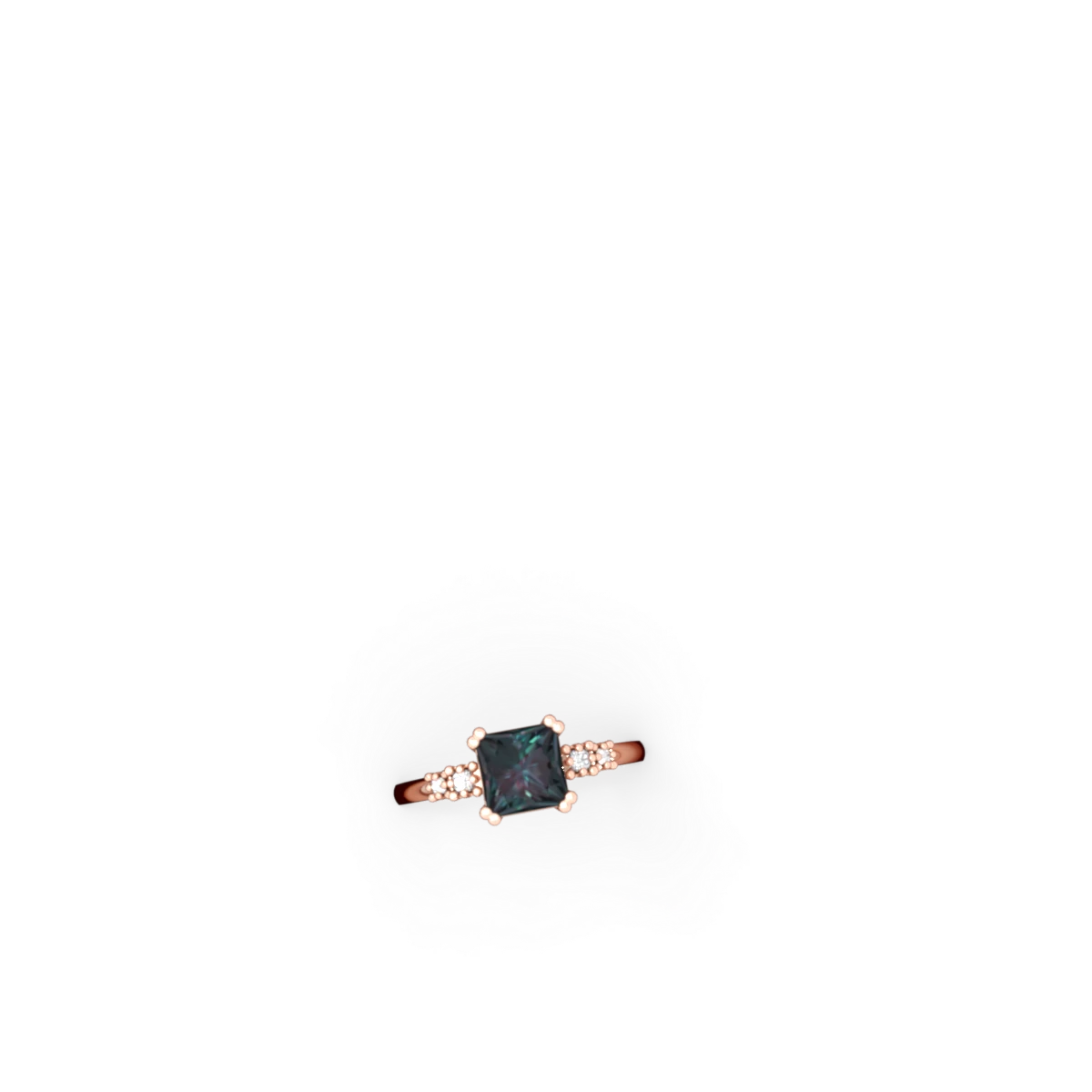 Alexandrite Art Deco Princess 14K Rose Gold ring R2014