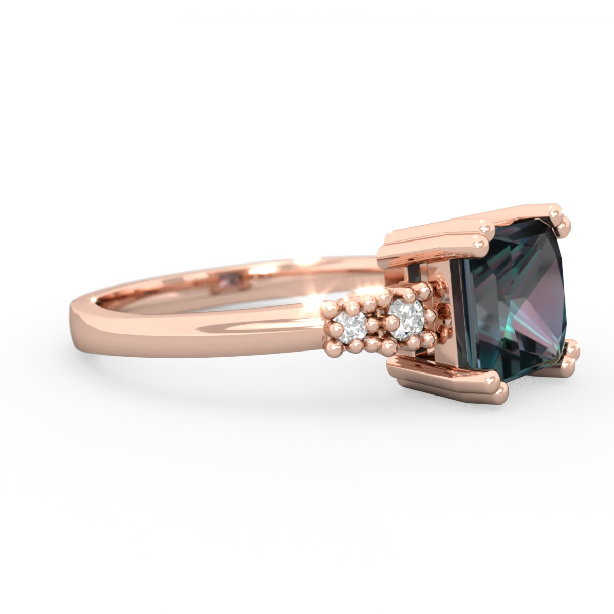 Alexandrite Art Deco Princess 14K Rose Gold ring R2014