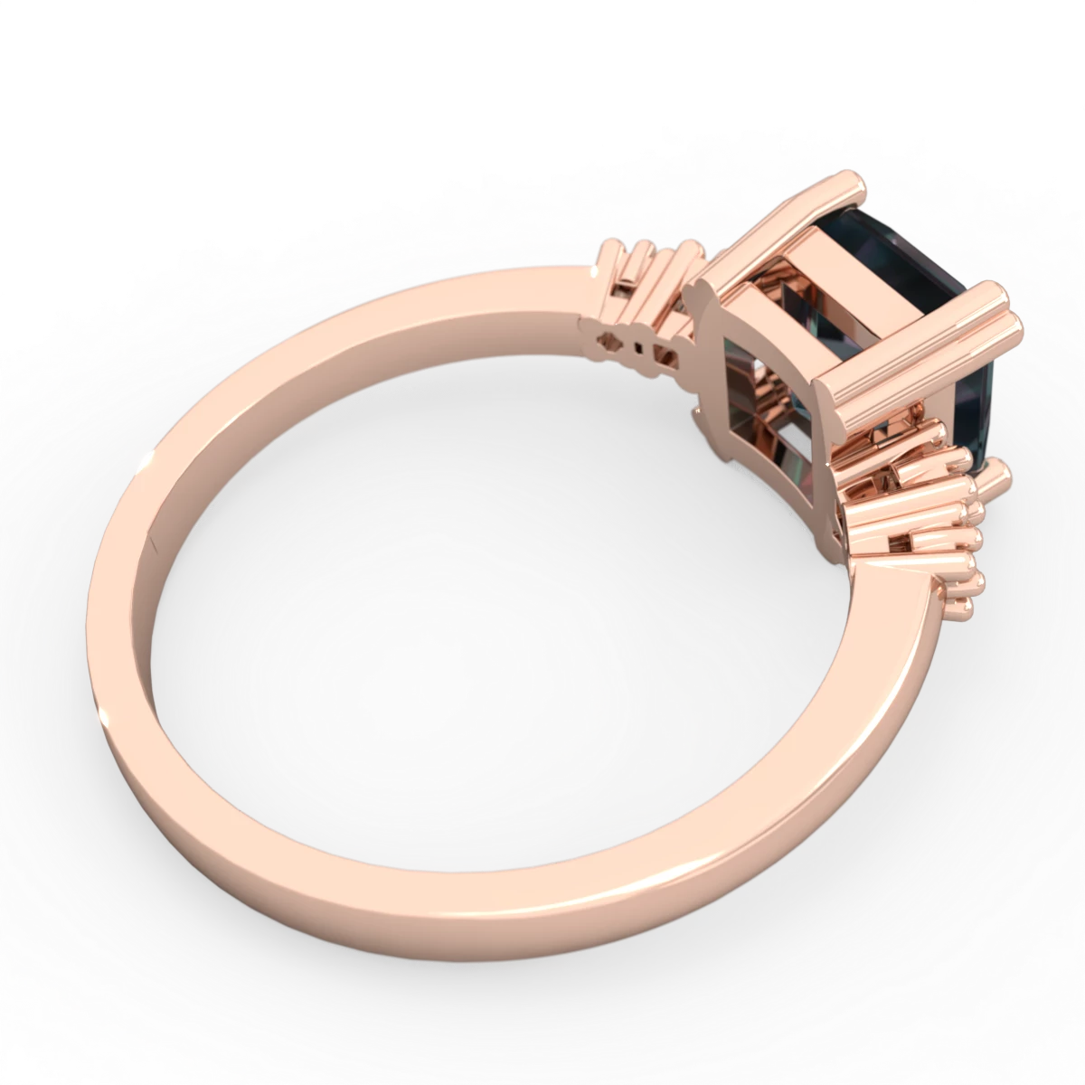 Alexandrite Art Deco Princess 14K Rose Gold ring R2014