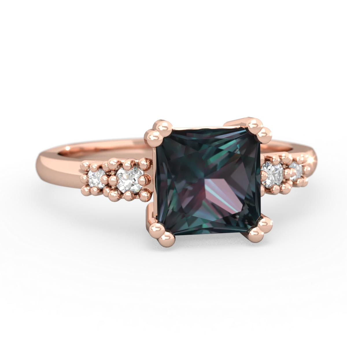 Alexandrite Art Deco Princess 14K Rose Gold ring R2014