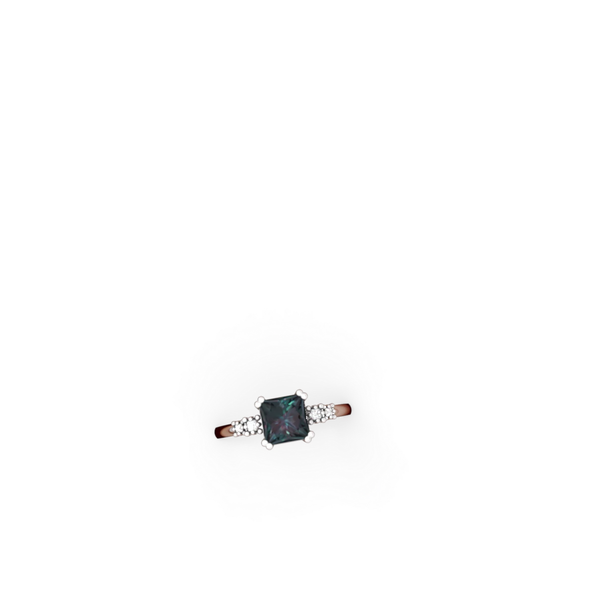 Alexandrite Art Deco Princess 14K White Gold ring R2014