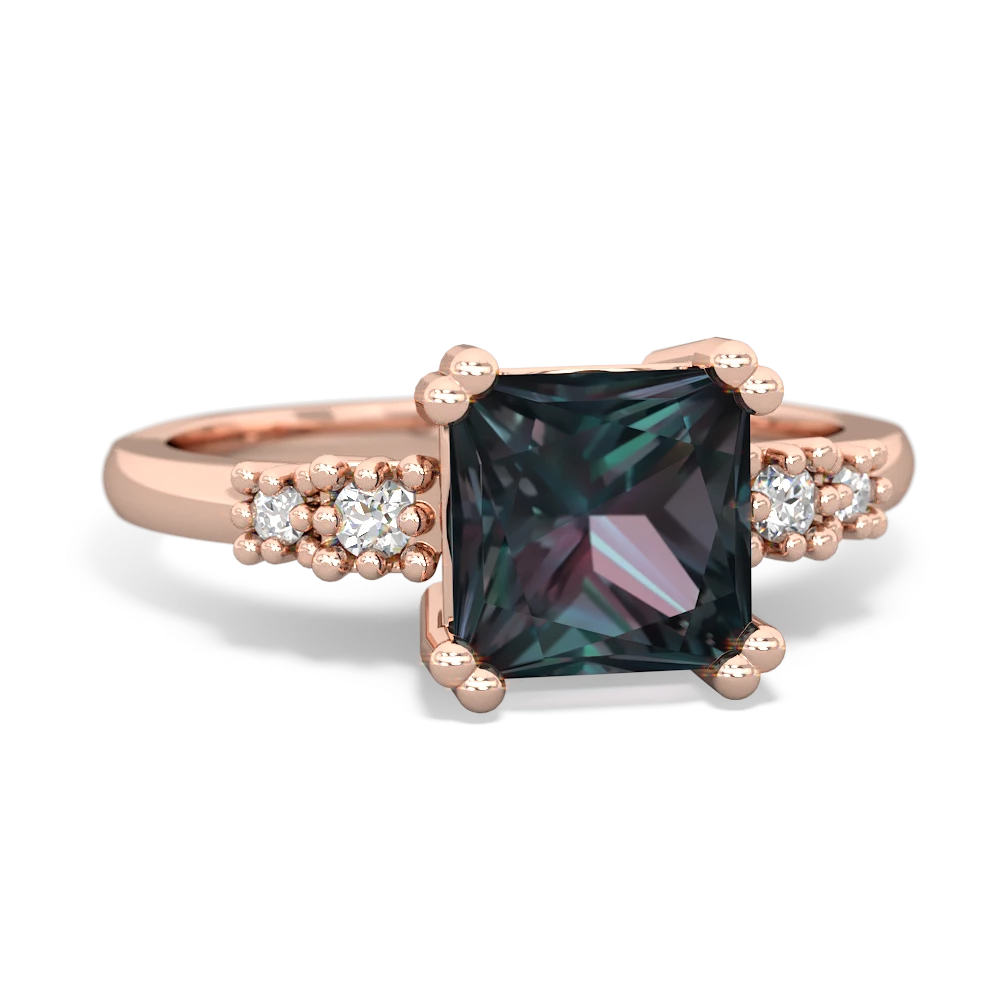 Alexandrite Art Deco Princess 14K Rose Gold ring R2014