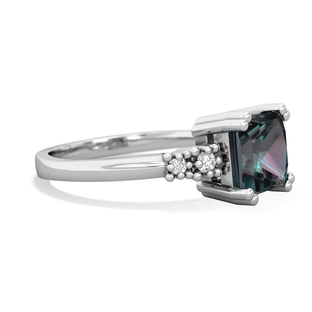 Alexandrite Art Deco Princess 14K White Gold ring R2014