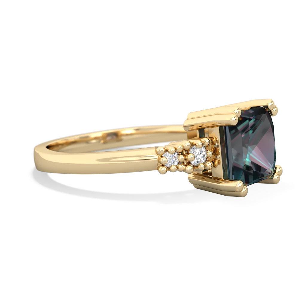 Alexandrite Art Deco Princess 14K Yellow Gold ring R2014