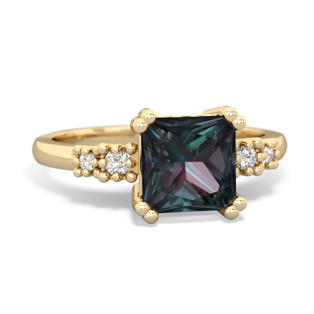 Alexandrite Art Deco Princess 14K Yellow Gold ring R2014