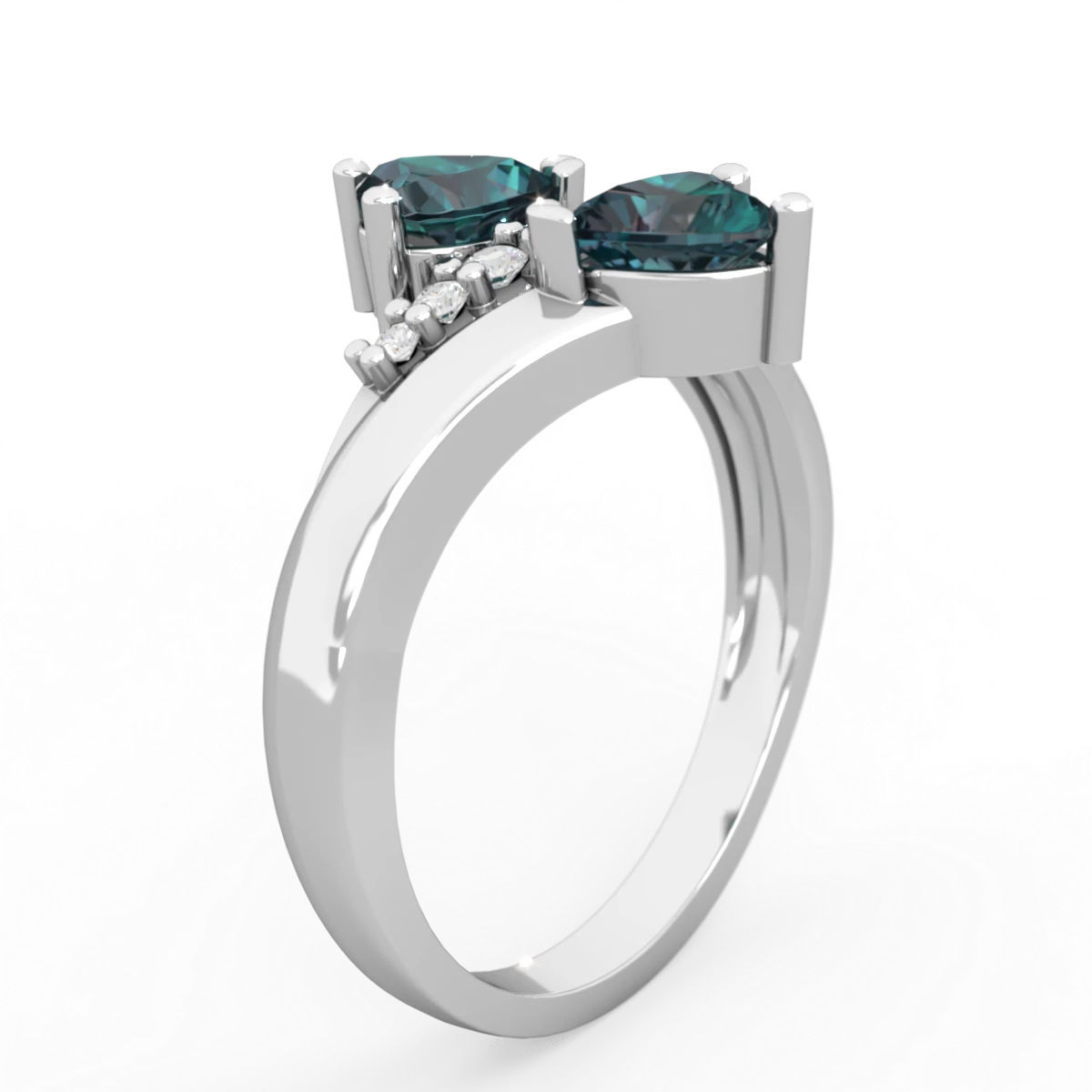 Alexandrite Heart To Heart 14K White Gold ring R2064